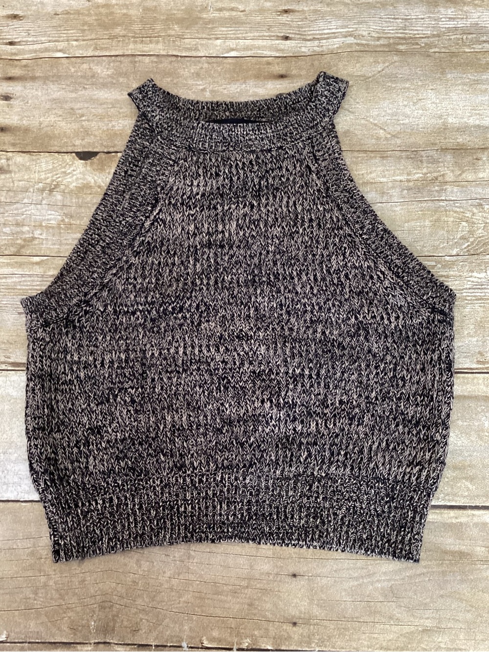 Forever 21 Women's Marled Knit Sleeveless Sweater Top - Black/Cream